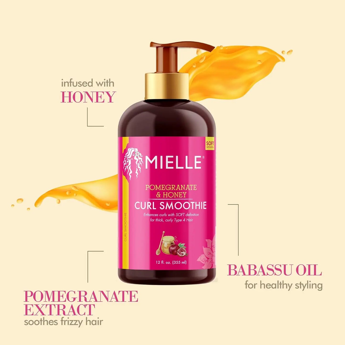 Mielle, Curl Smoothie, Pomegranate & Honey, 12 fl oz (355 ml)