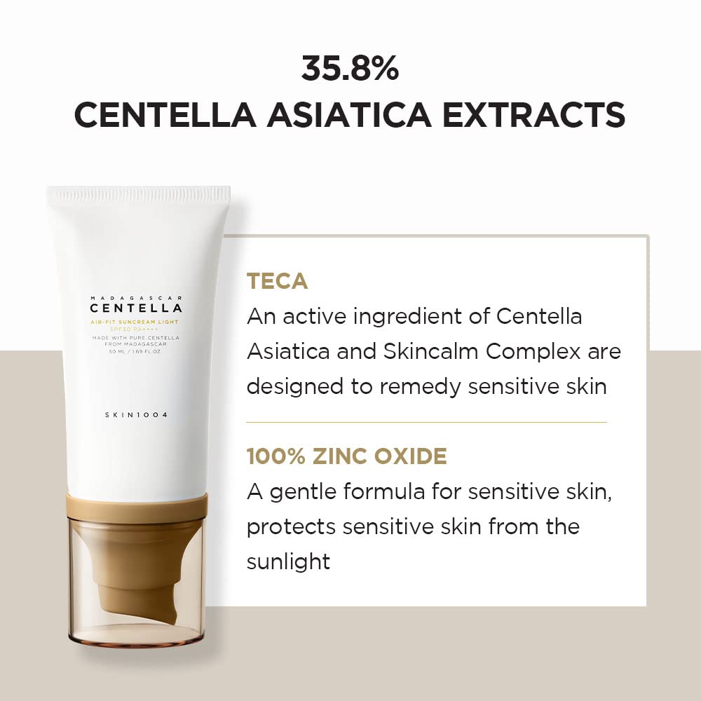 Skin 1004  Centella Air-Fit SPF 30 Light 50ml - Mineral Sunscreen