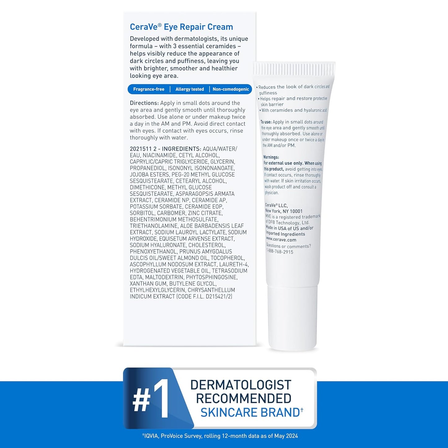 CeraVe Eye Repair Cream for Dark Circles, Puffiness & Wrinkles