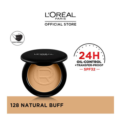 L'Oreal Paris Infallible 24H Oil Killer High Coverage Powder, 128 Natural Buff